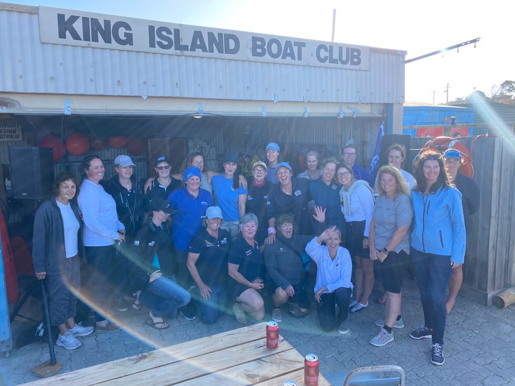 Women sailors who competed in the 2025 ORCV Melbourne to King Is Women sailors who competed in the 2025 ORCV Melbourne to King Island Race gathered at the King Island Boat Club, Grassy Harbour, Tasmania